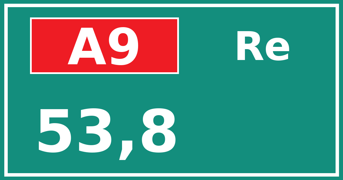 Hectometerbord A9 53,8 zijde Re