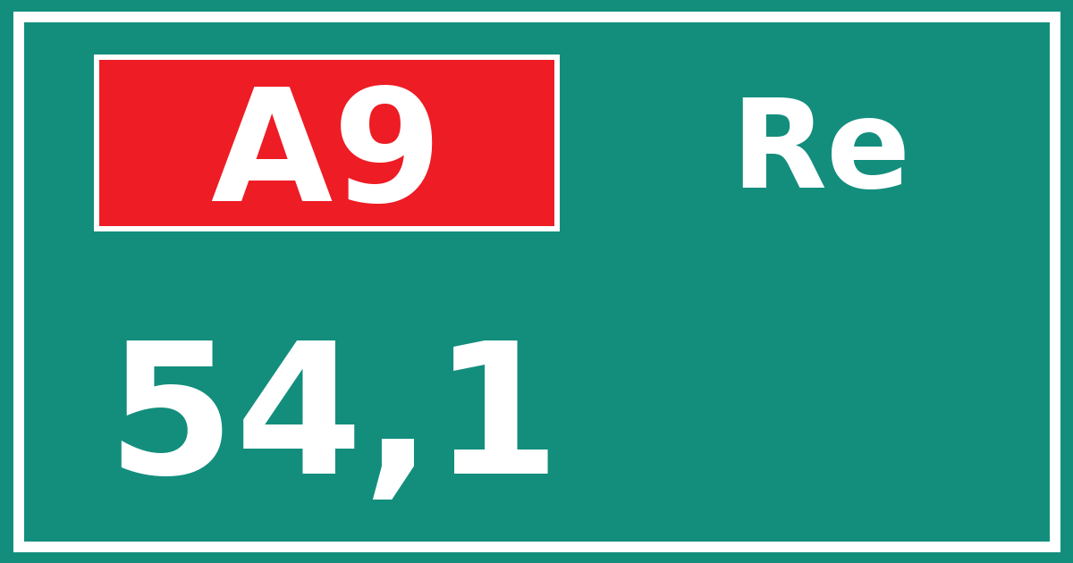 Hectometerbord A9 54,1 zijde Re