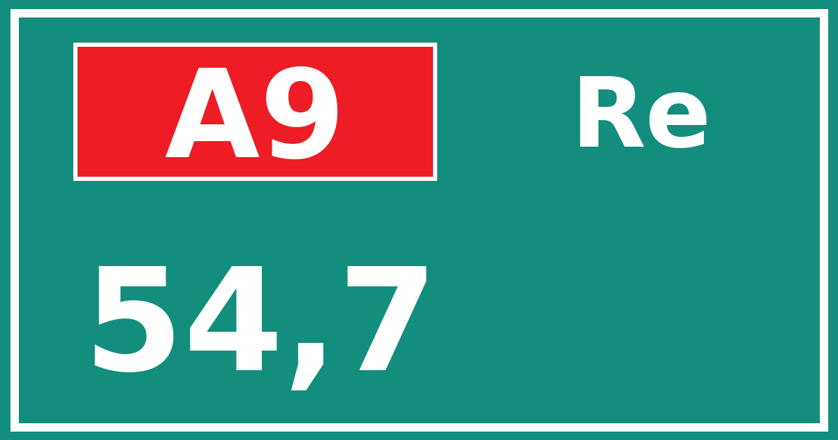 Hectometerbord A9 54,7 zijde Re