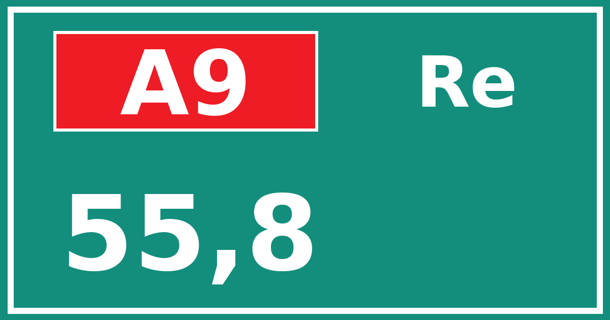 Hectometerbord A9 55,8 zijde Re