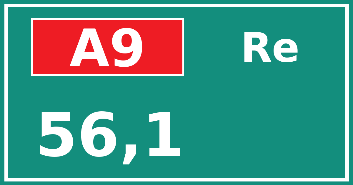 Hectometerbord A9 56,1 zijde Re