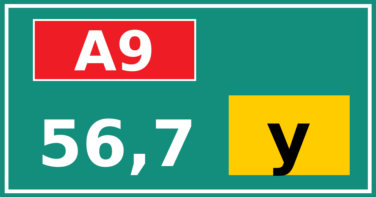 Hectometerbord A9 56,7 letter y
