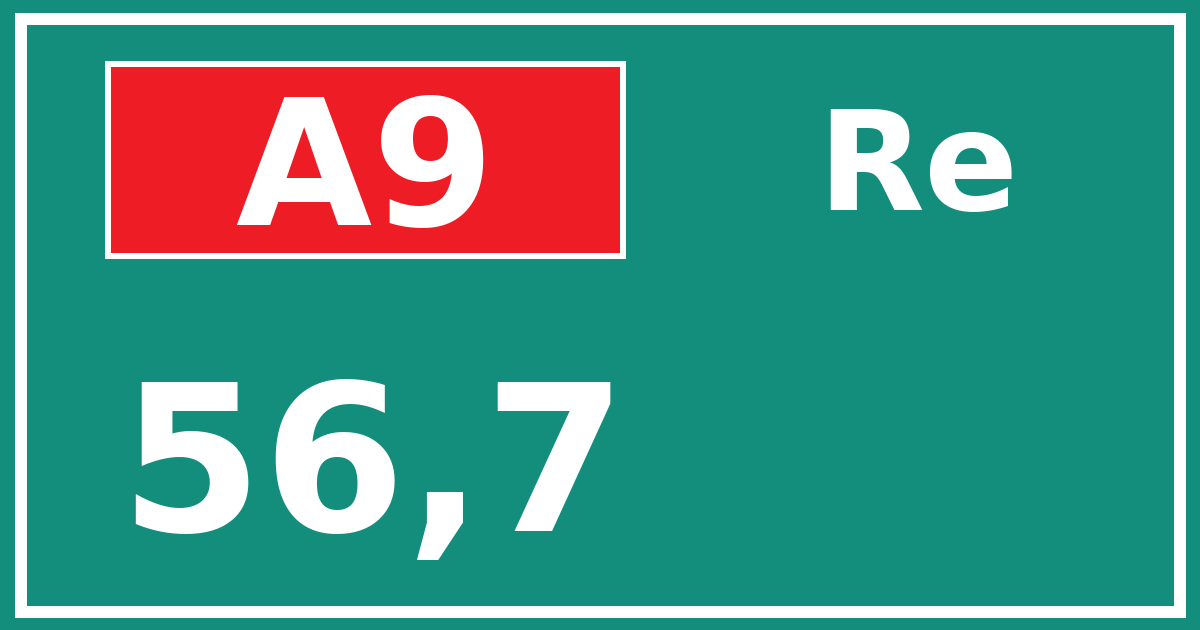 Hectometerbord A9 56,7 zijde Re