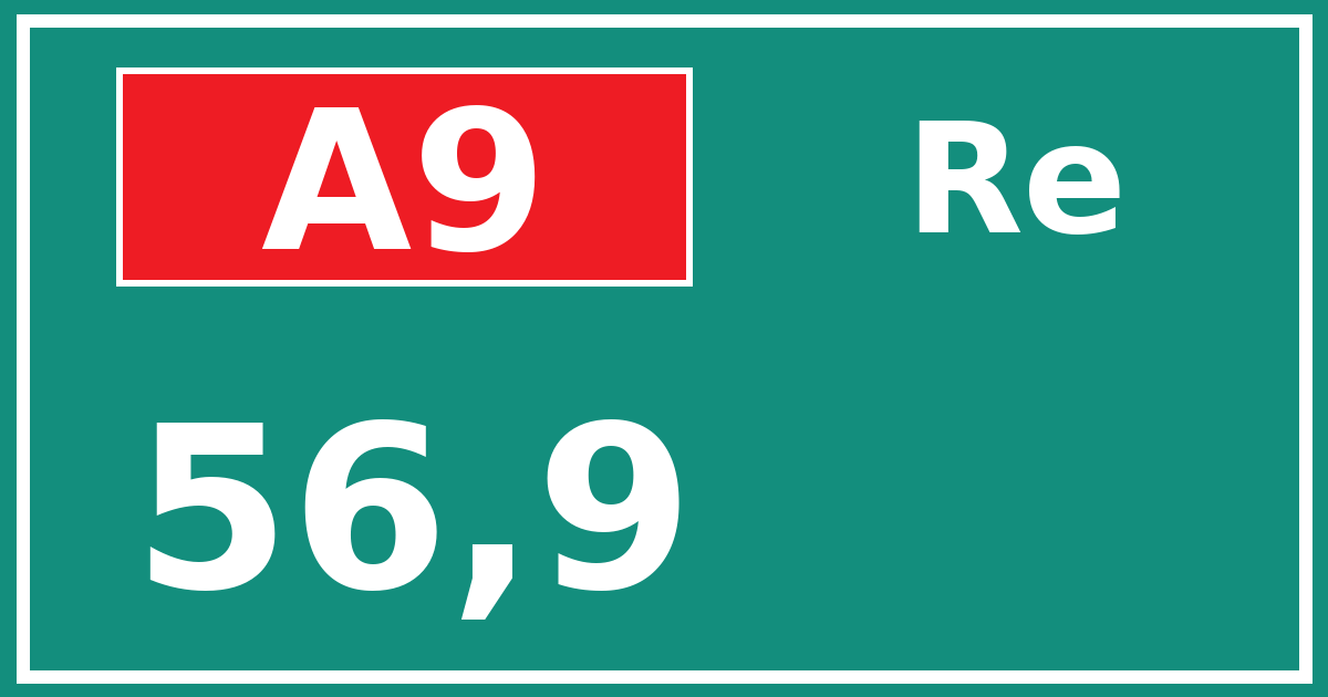 Hectometerbord A9 56,9 zijde Re