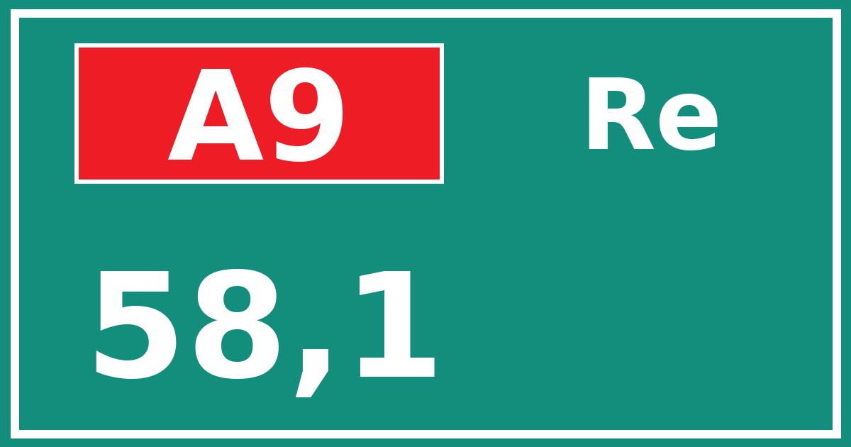 Hectometerbord A9 58,1 zijde Re