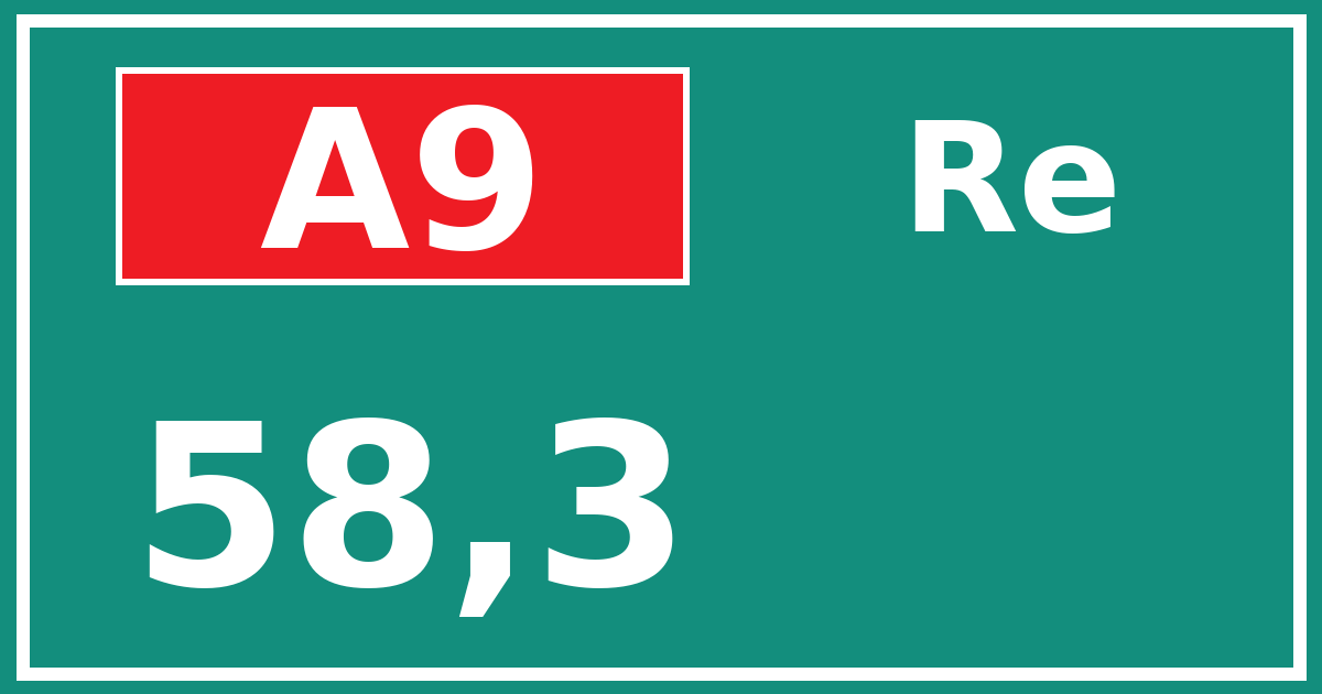 Hectometerbord A9 58,3 zijde Re