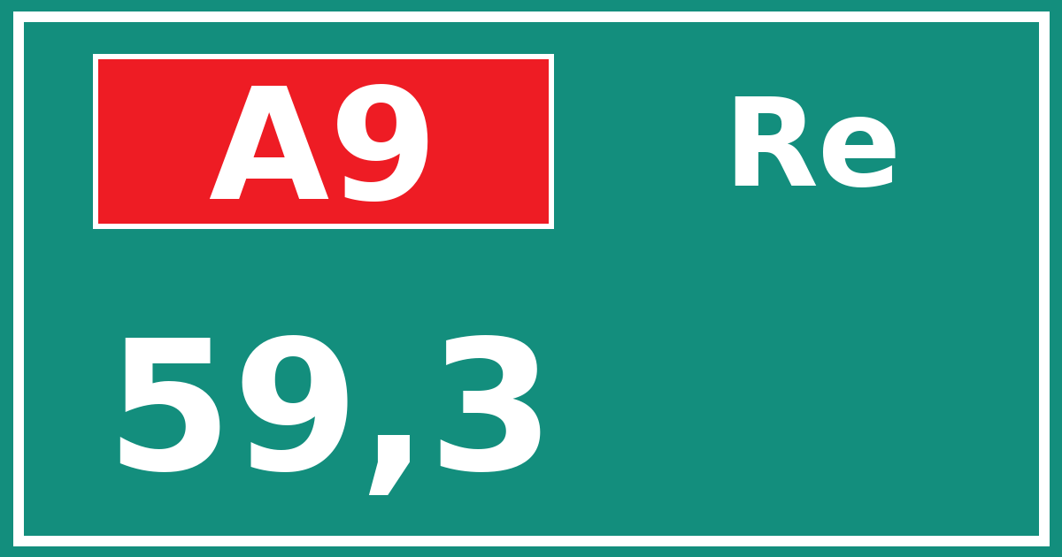 Hectometerbord A9 59,3 zijde Re