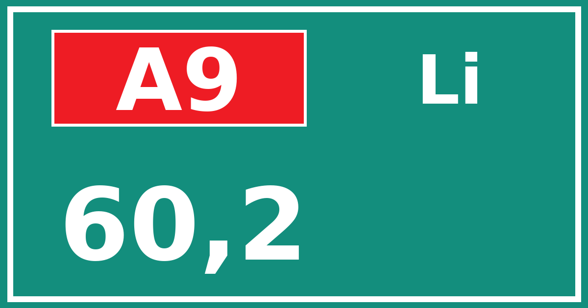 Hectometerbord A9 60,2 zijde Li