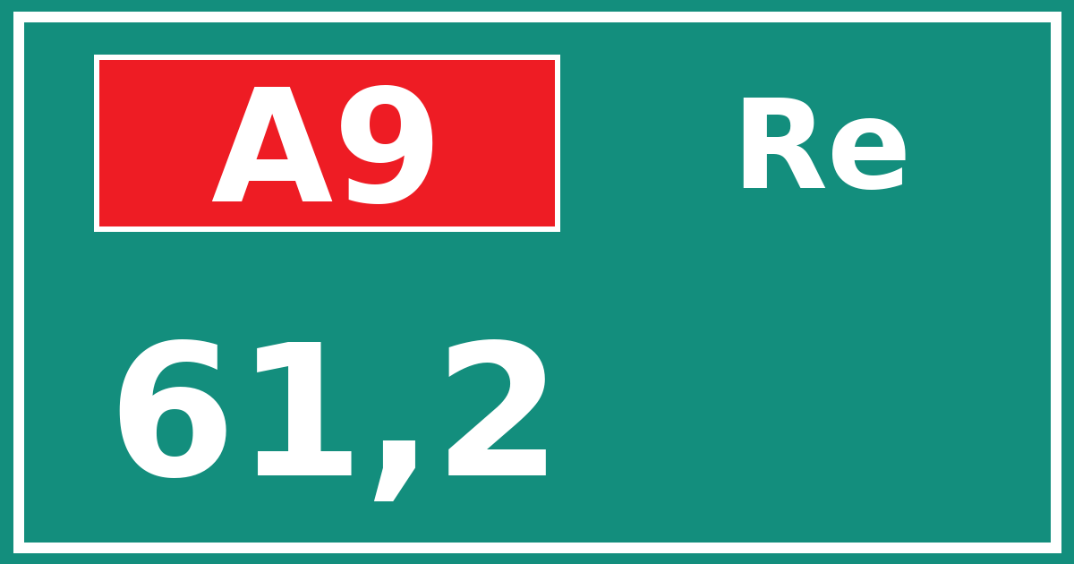 Hectometerbord A9 61,2 zijde Re