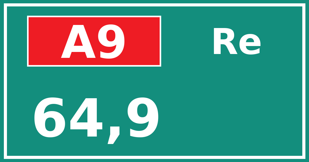Hectometerbord A9 64,9 zijde Re