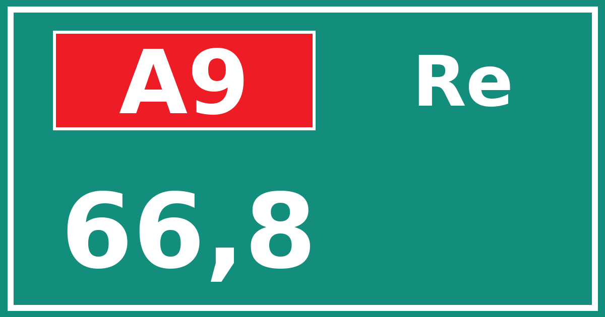 Hectometerbord A9 66,8 zijde Re