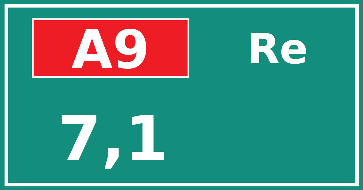 Hectometerbord A9 7,1 zijde Re