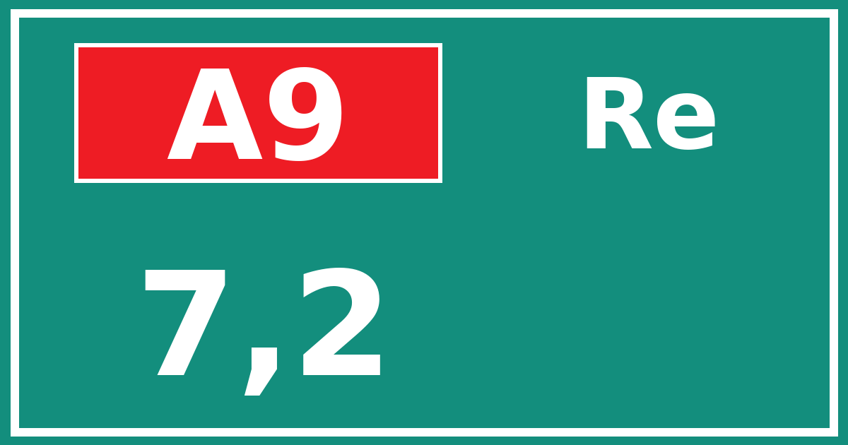 Hectometerbord A9 7,2 zijde Re