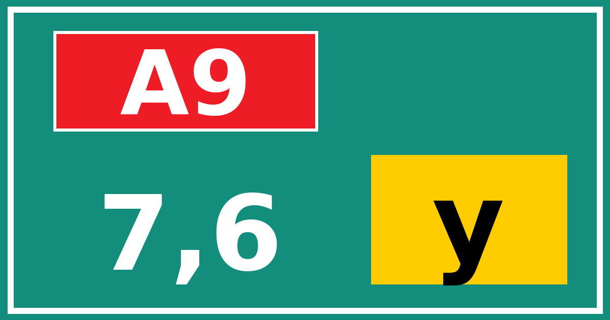 Hectometerbord A9 7,6 letter y