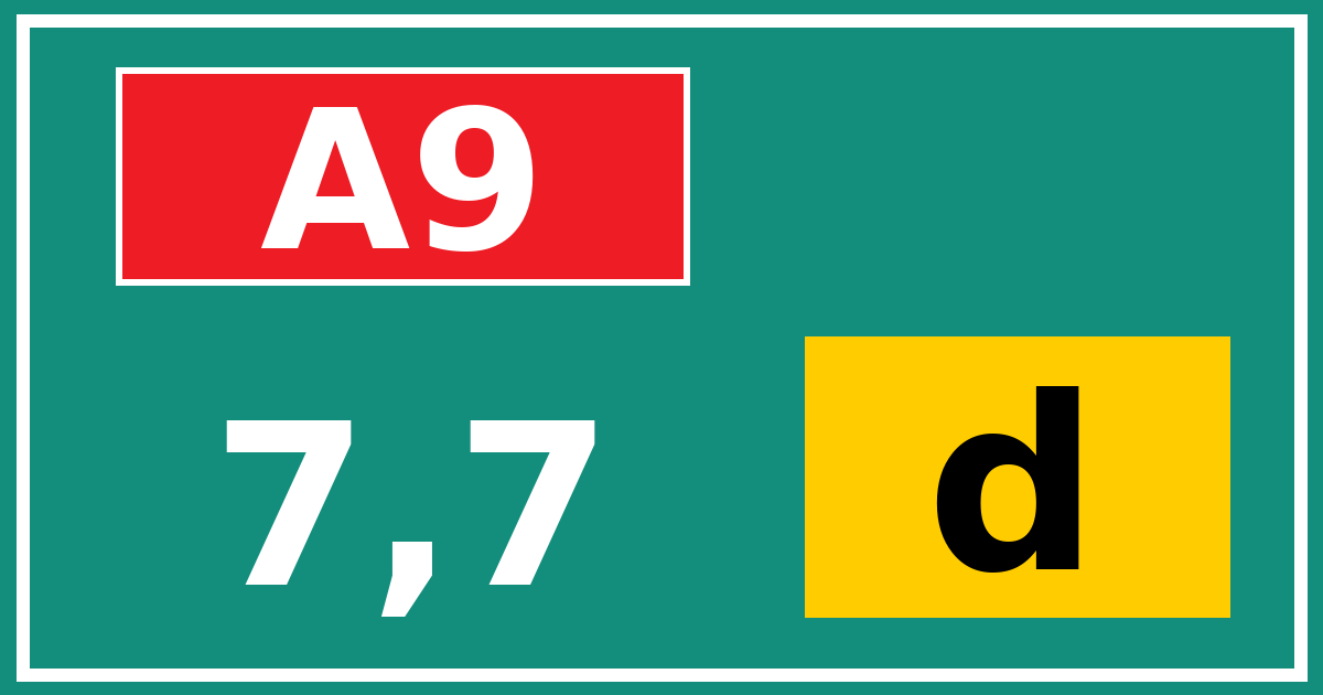 Hectometerbord A9 7,7 letter d