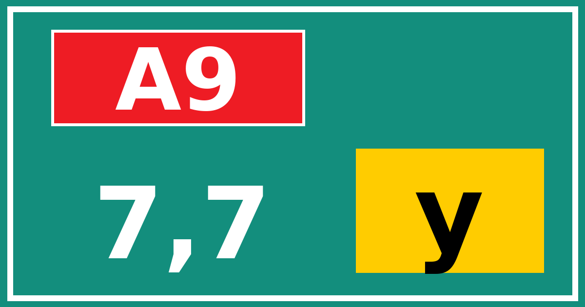 Hectometerbord A9 7,7 letter y