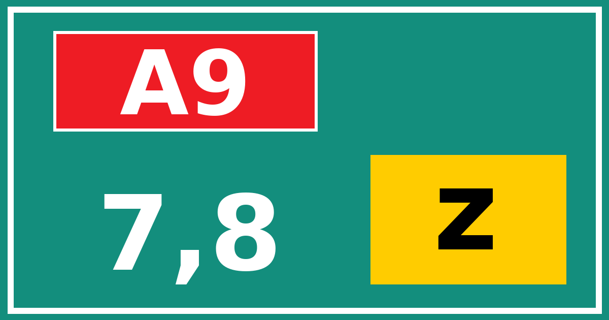 Hectometerbord A9 7,8 letter z