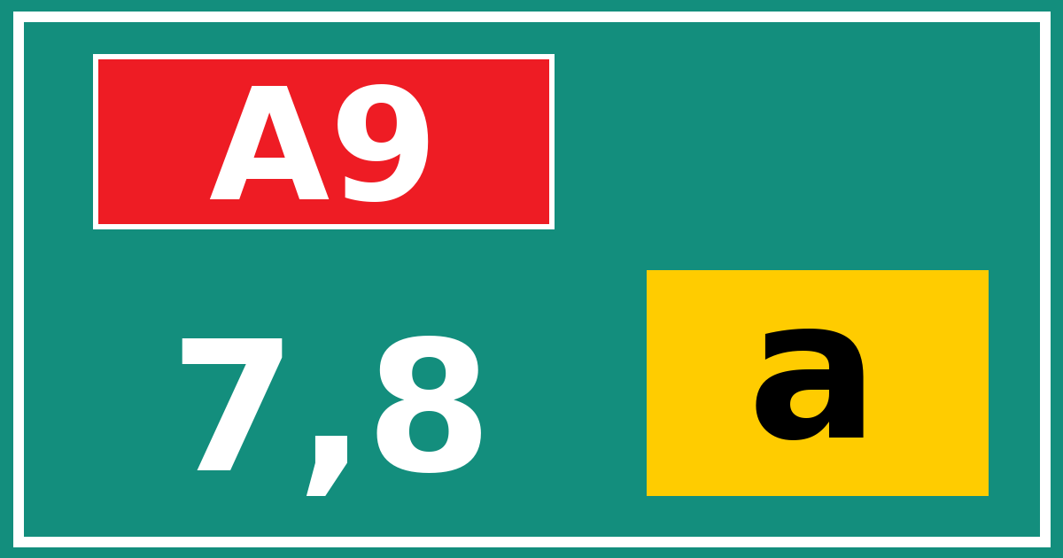 Hectometerbord A9 7,8 letter a