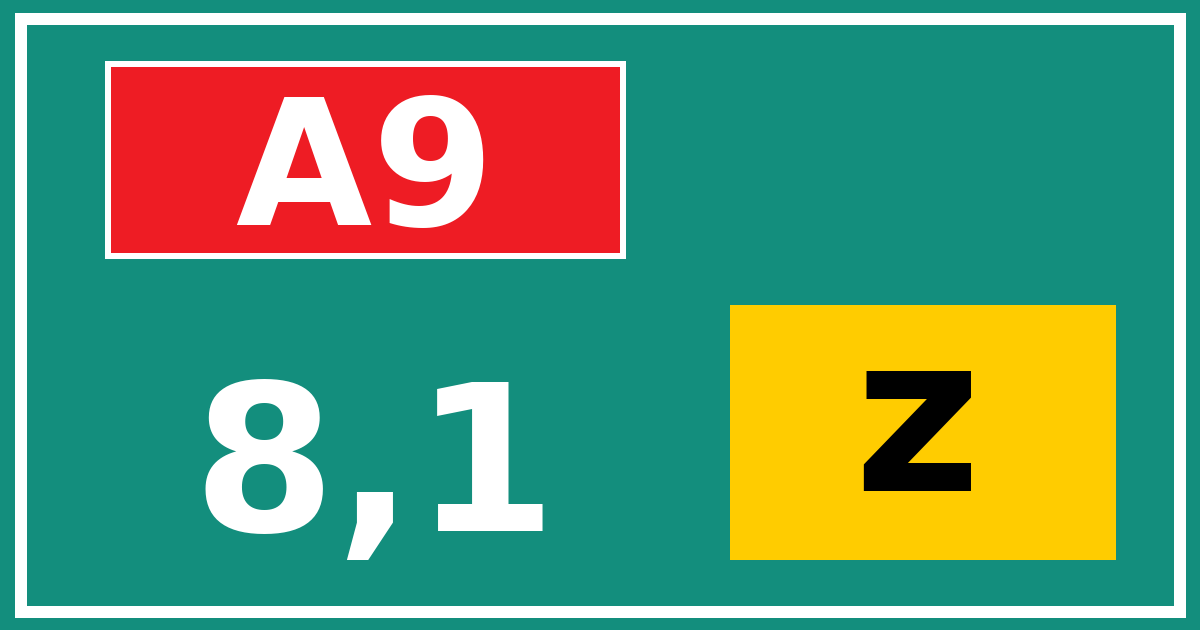 Hectometerbord A9 8,1 letter z