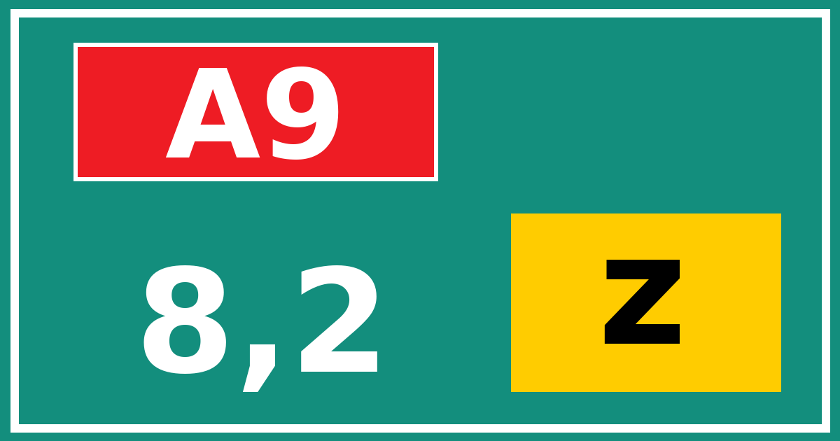 Hectometerbord A9 8,2 letter z