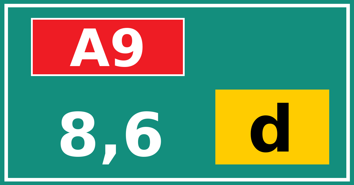 Hectometerbord A9 8,6 letter d