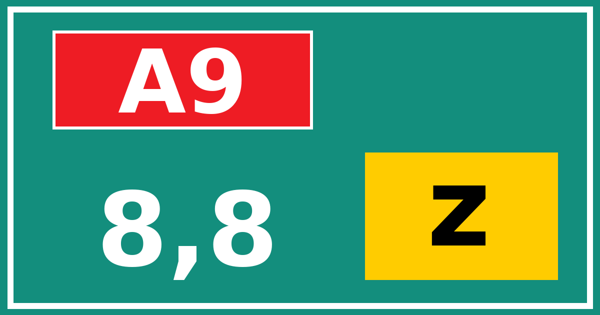 Hectometerbord A9 8,8 letter z