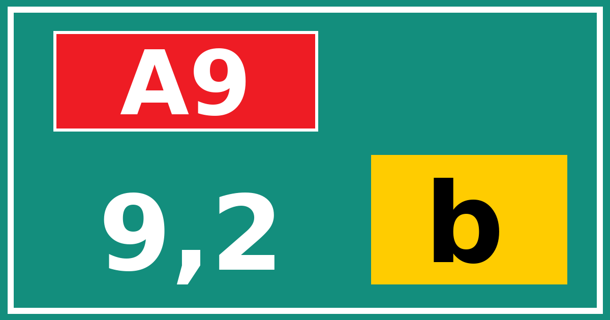Hectometerbord A9 9,2 letter b