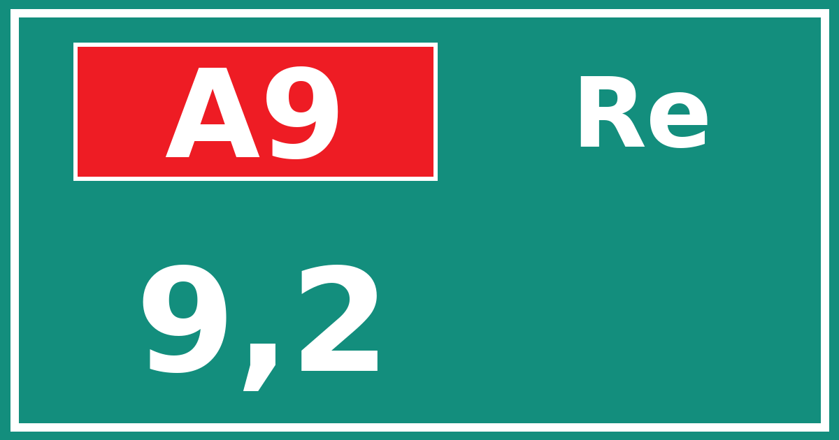 Hectometerbord A9 9,2 zijde Re