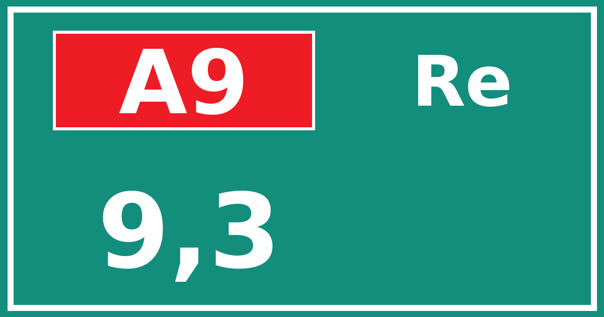 Hectometerbord A9 9,3 zijde Re