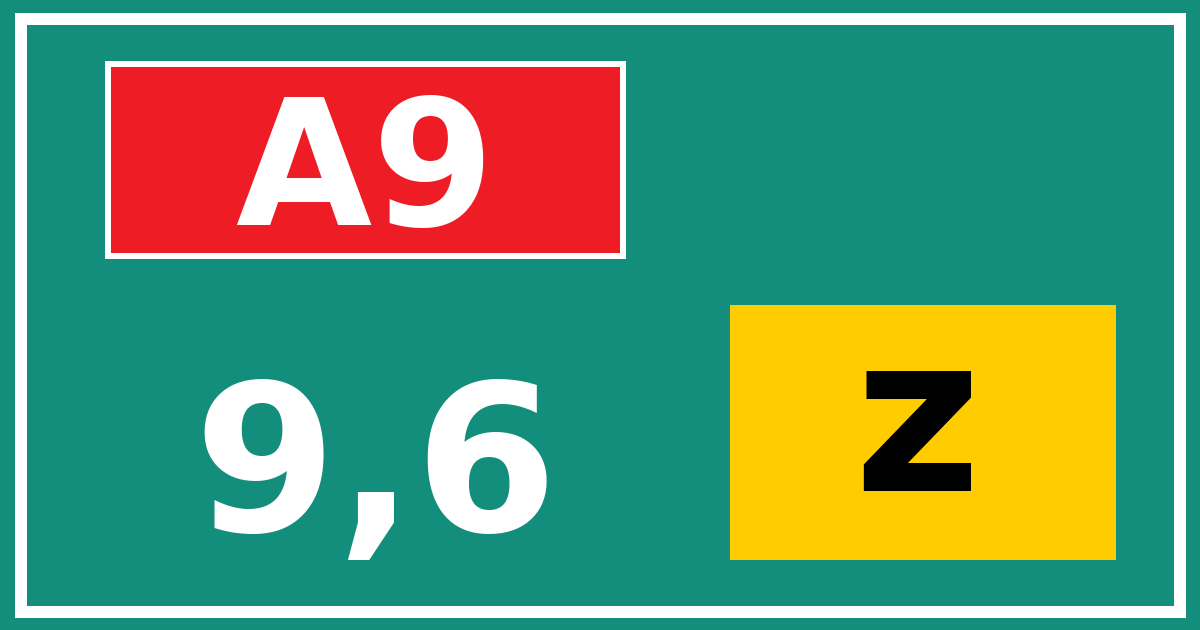Hectometerbord A9 9,6 letter z