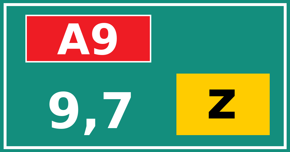 Hectometerbord A9 9,7 letter z