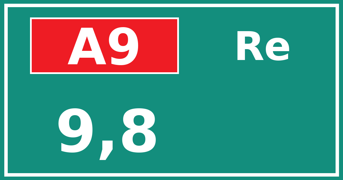 Hectometerbord A9 9,8 zijde Re