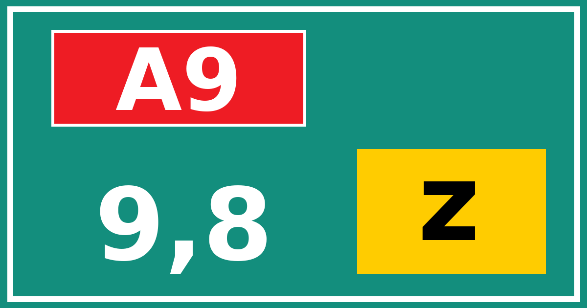 Hectometerbord A9 9,8 letter z