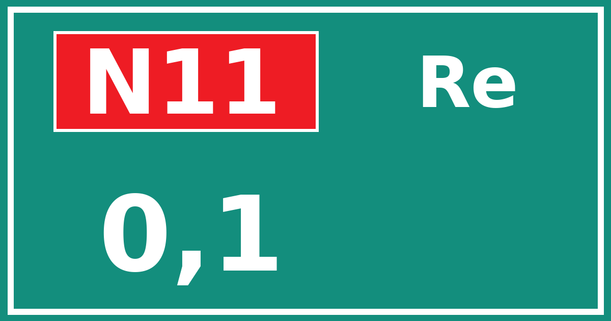 Hectometerbord N11 0,1 zijde Re
