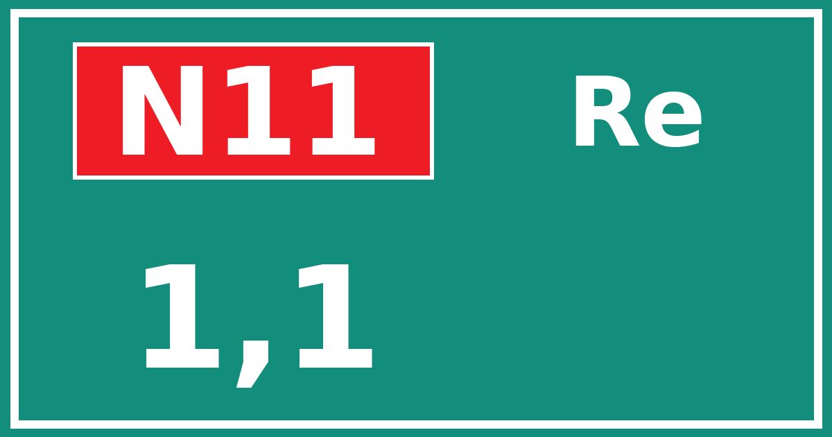 Hectometerbord N11 1,1 zijde Re