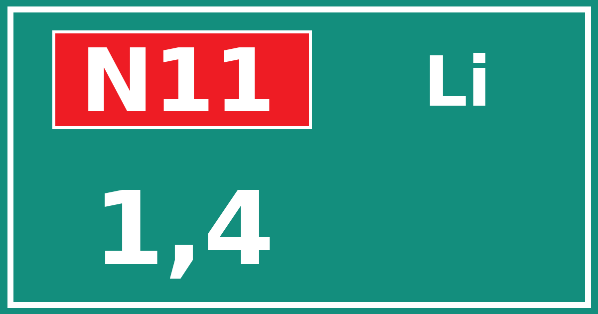 Hectometerbord N11 1,4 zijde Li