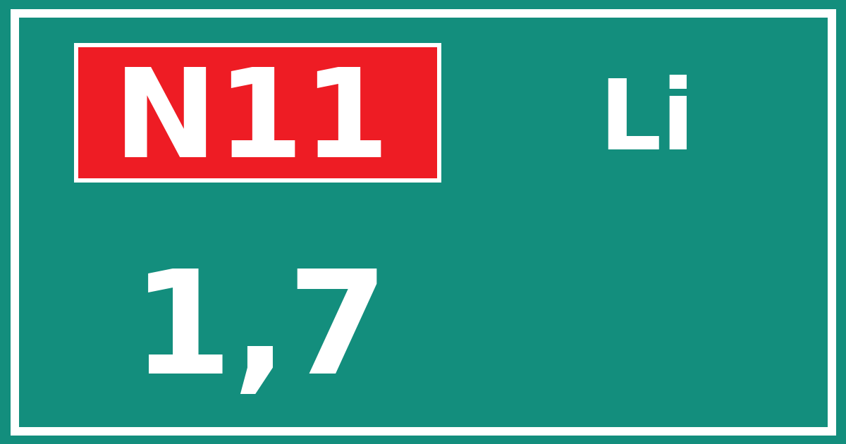 Hectometerbord N11 1,7 zijde Li