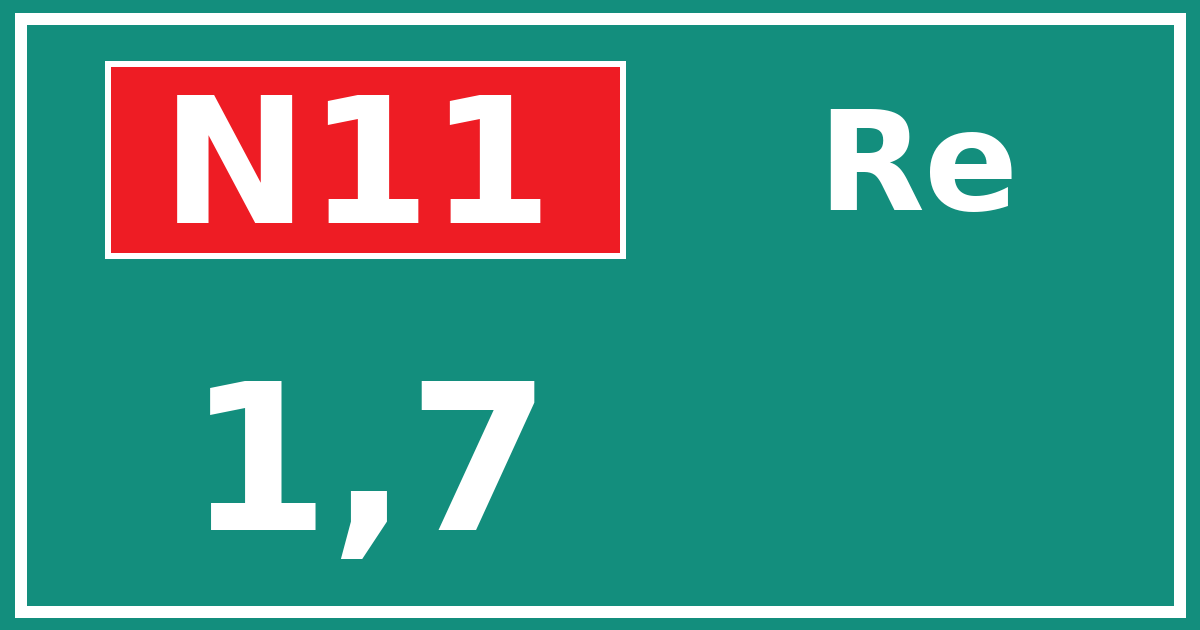 Hectometerbord N11 1,7 zijde Re