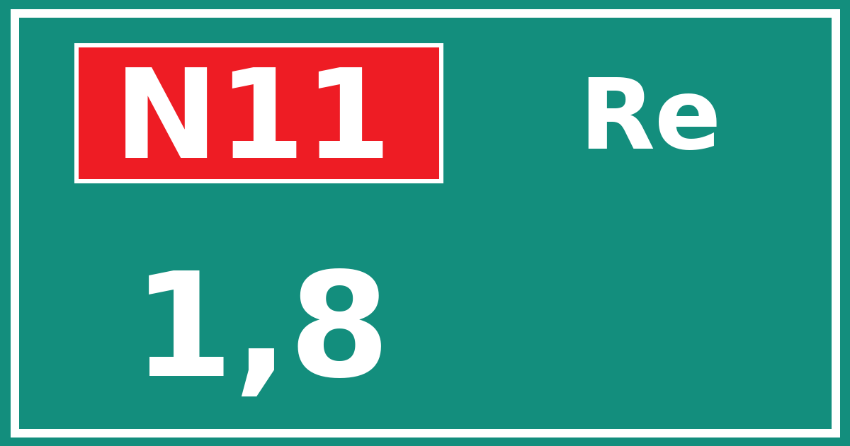 Hectometerbord N11 1,8 zijde Re
