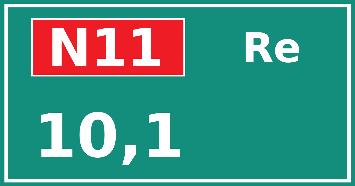 Hectometerbord N11 10,1 zijde Re