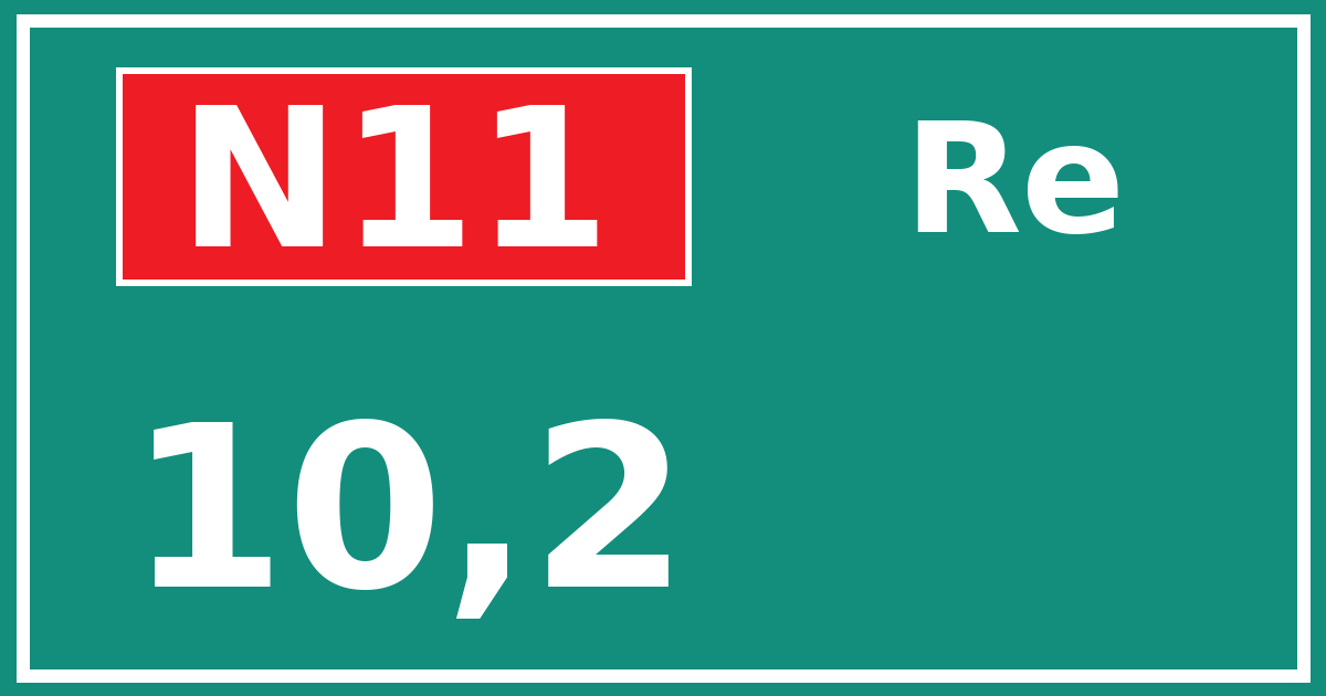 Hectometerbord N11 10,2 zijde Re