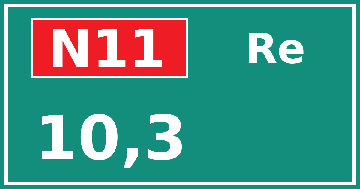 Hectometerbord N11 10,3 zijde Re