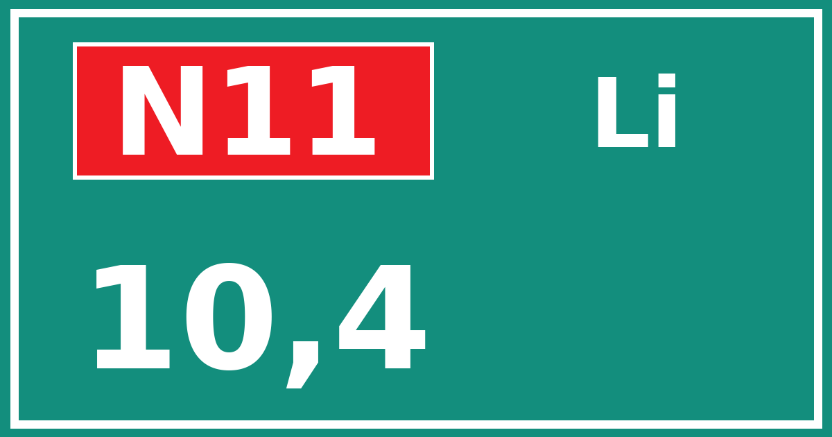 Hectometerbord N11 10,4 zijde Li