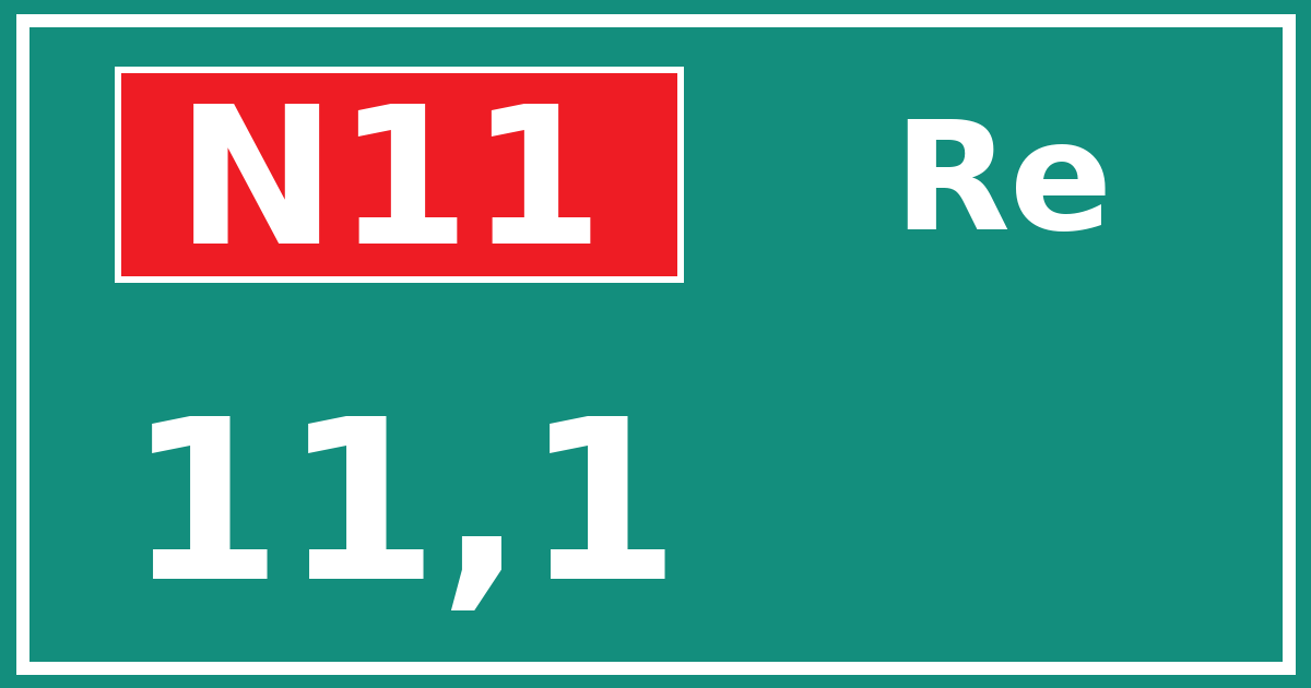 Hectometerbord N11 11,1 zijde Re