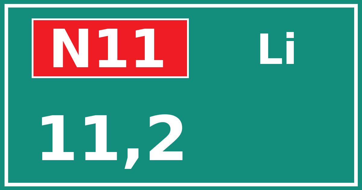 Hectometerbord N11 11,2 zijde Li