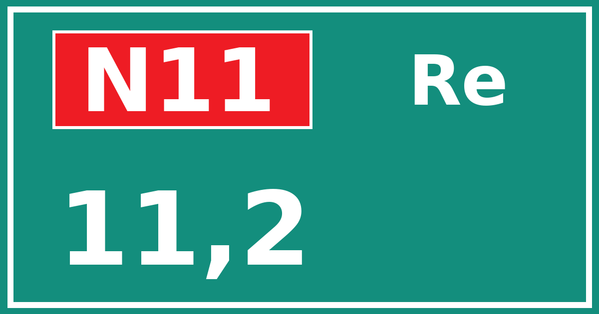 Hectometerbord N11 11,2 zijde Re