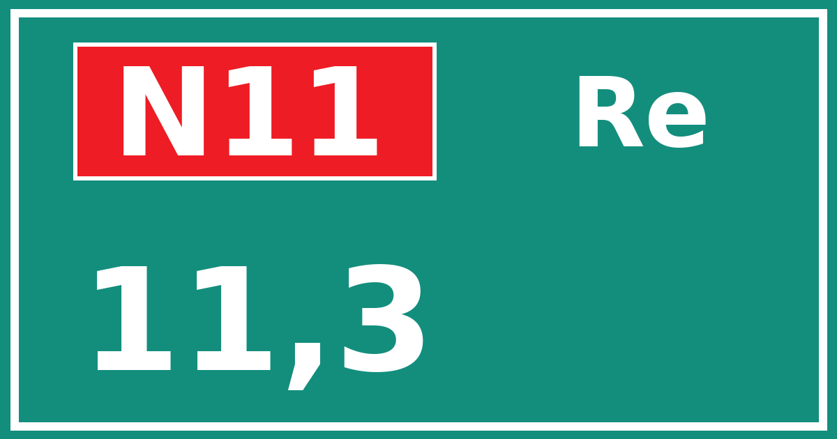 Hectometerbord N11 11,3 zijde Re