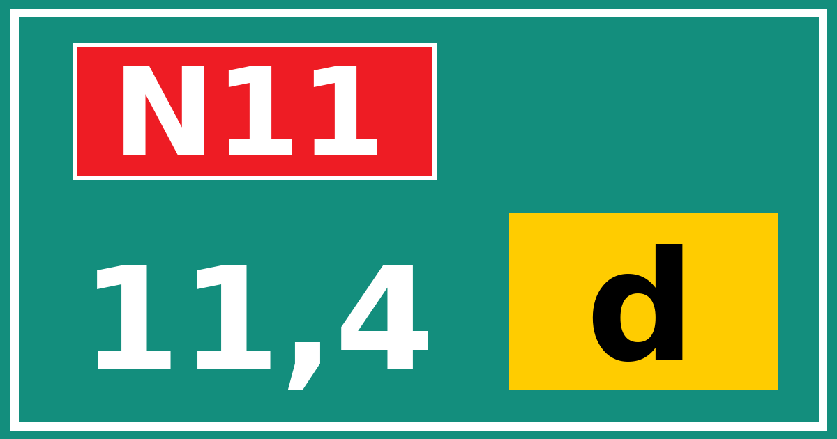 Hectometerbord N11 11,4 letter d