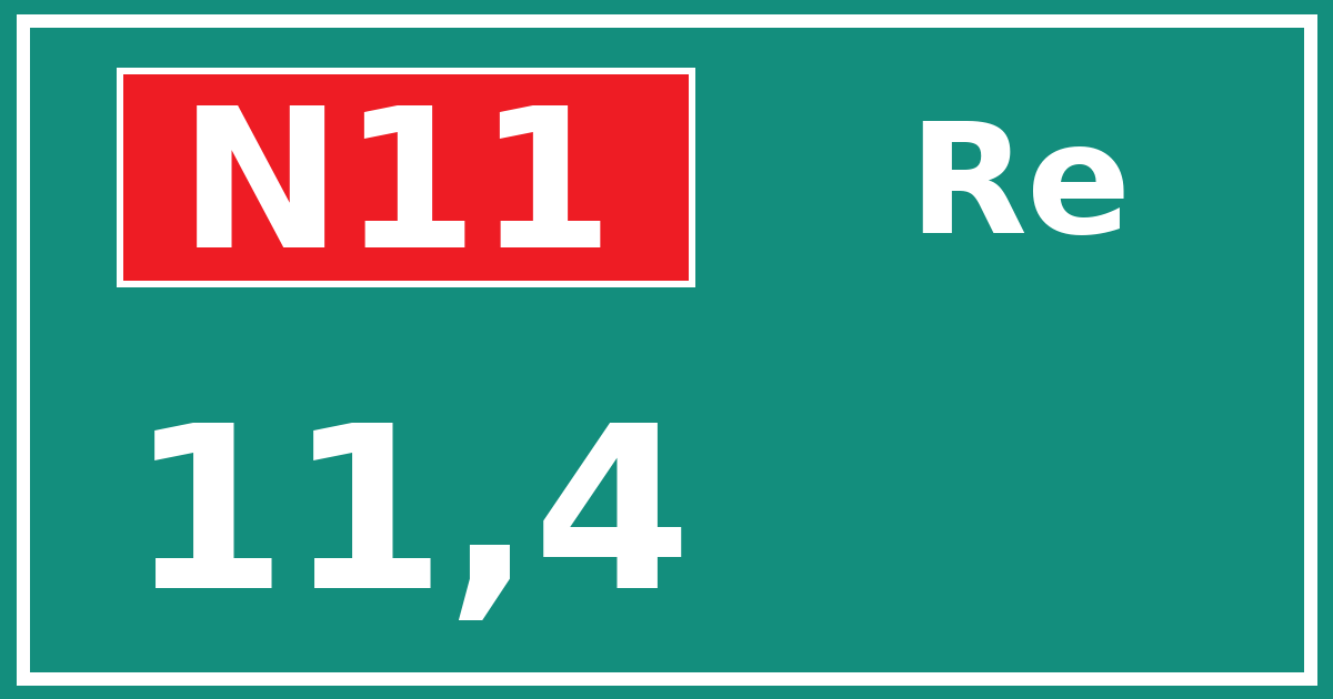 Hectometerbord N11 11,4 zijde Re