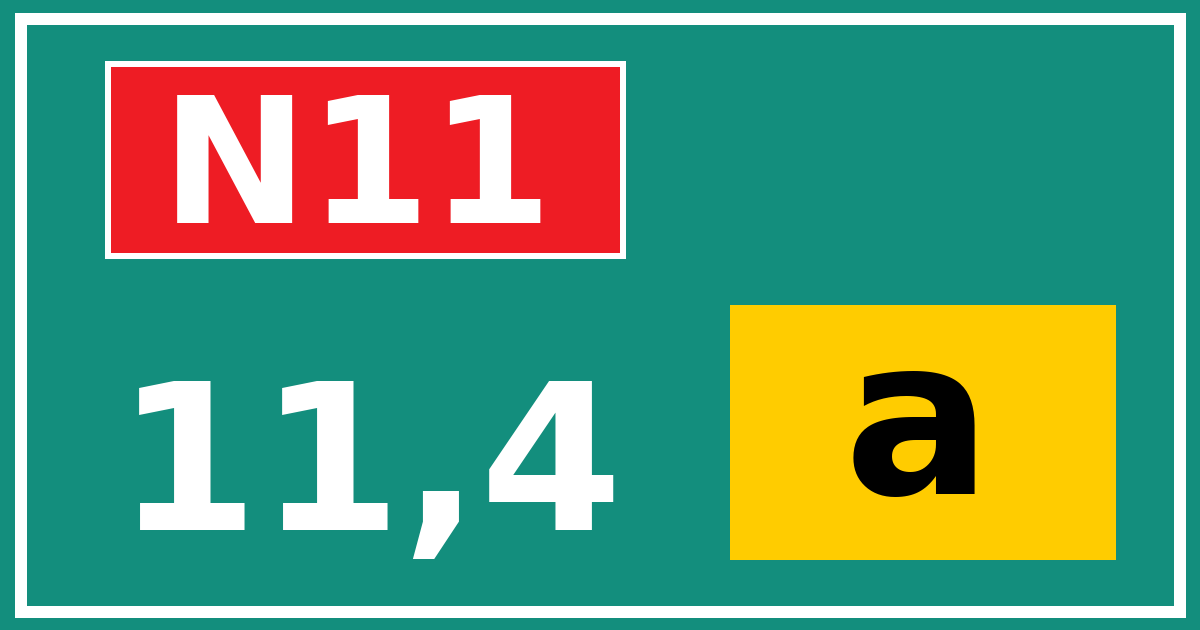 Hectometerbord N11 11,4 letter a